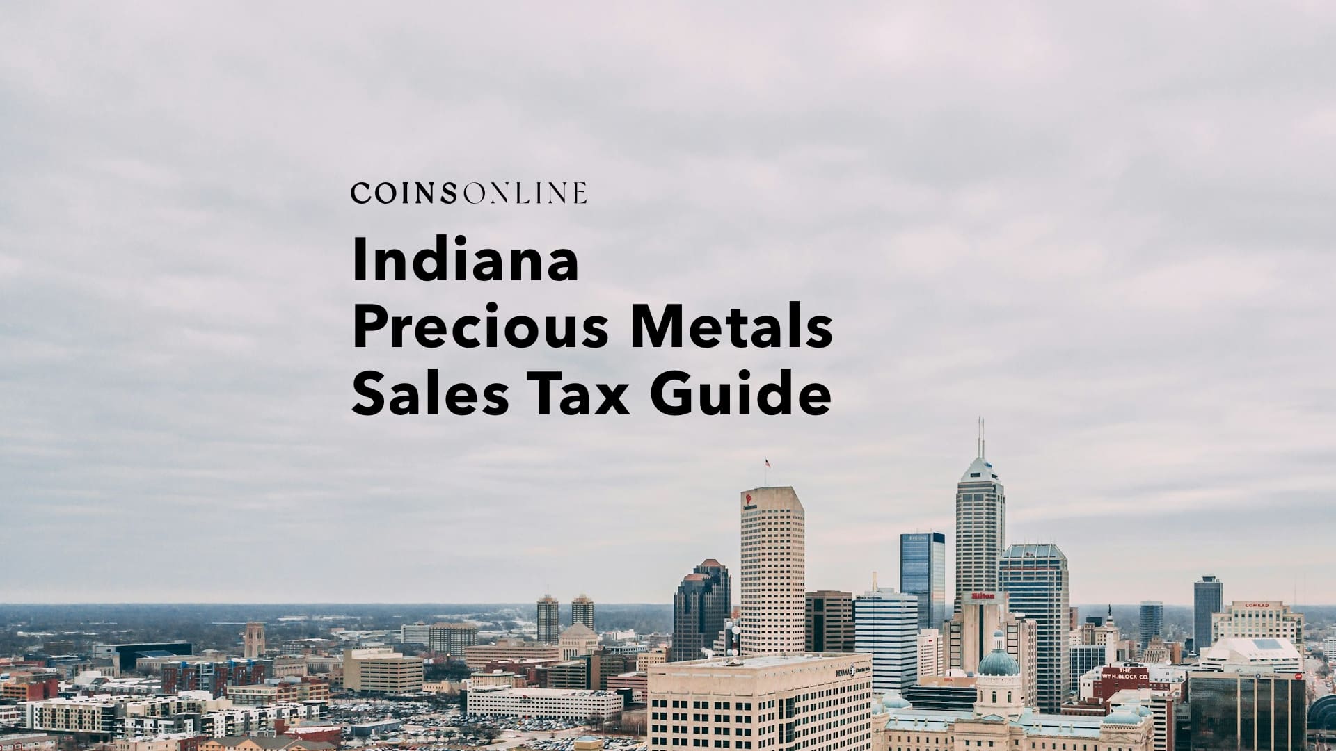 Gold and silver bullion beside an Indiana outline, representing the state's precious metals sales tax rules