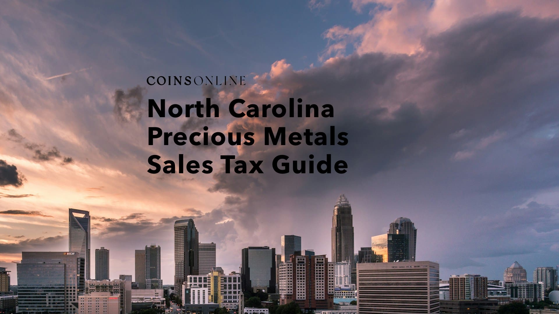 Gold and silver bullion beside a North Carolina outline, representing the state's precious metals sales tax rules