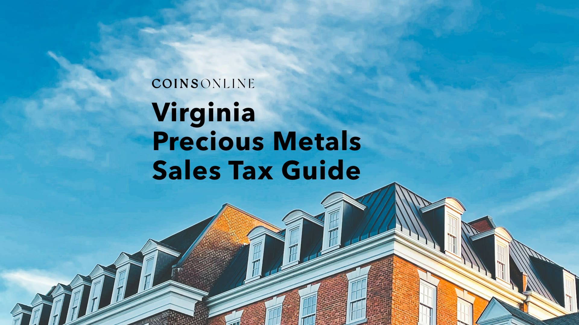 Gold, silver, and platinum bullion beside a Virginia outline, representing the state's precious metals sales tax rules
